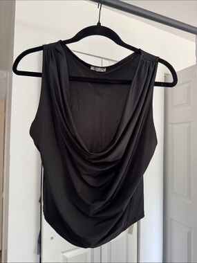 Free People Black Draped Cowl Tank